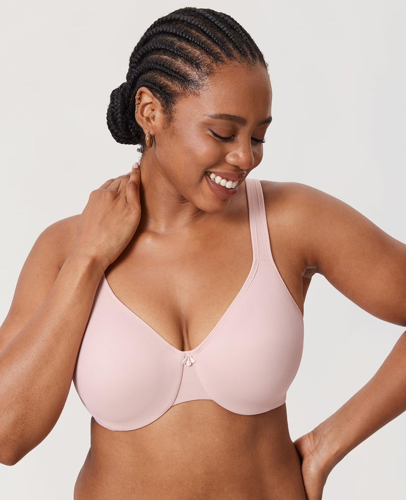 DELIMIRA Women's Minimizer Bra Plus Size Underwire Smooth Full Coverage Seamless Bras Gentle Rose 34H - Image 4